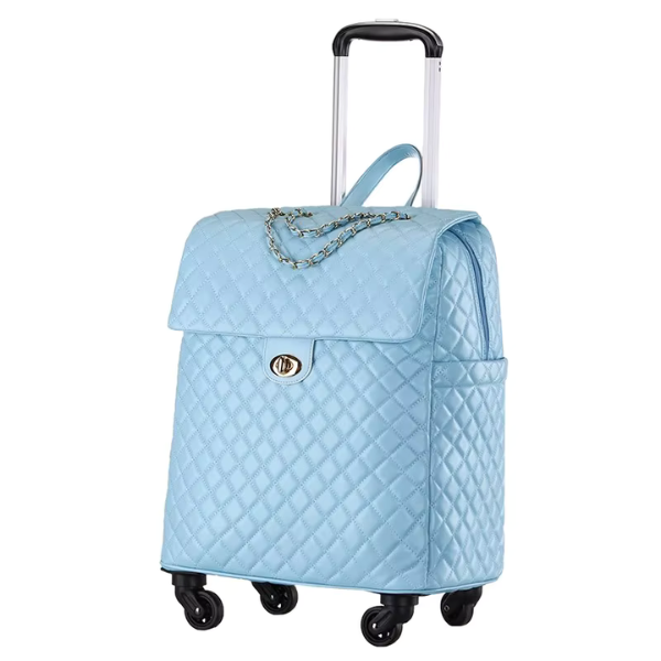 Luxury Quilted Carry On Luggage W/ Wheels