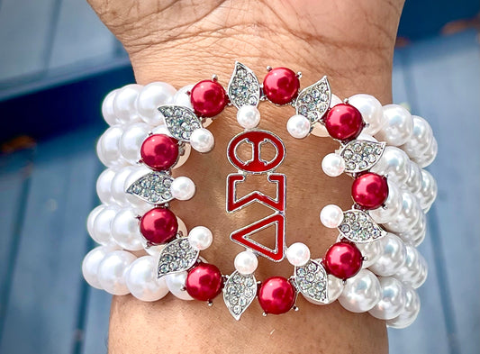 Delta Sigma Theta Inspired Pearl Bracelets