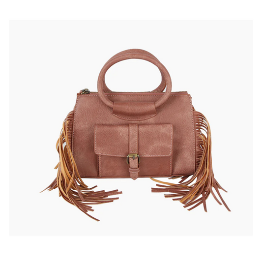 Fringe Accented Hand Tote Crossbody