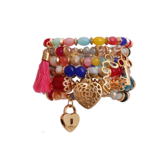 Rainbow Bead Stretch Bracelet Set