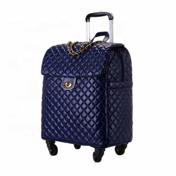 Luxury Quilted Carry On Luggage W/ Wheels