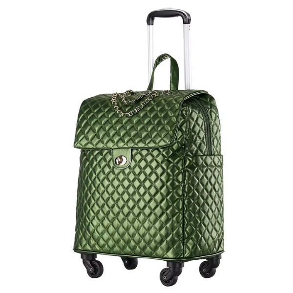 Luxury Quilted Carry On Luggage W/ Wheels