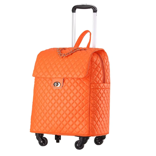 Luxury Quilted Carry On Luggage W/ Wheels