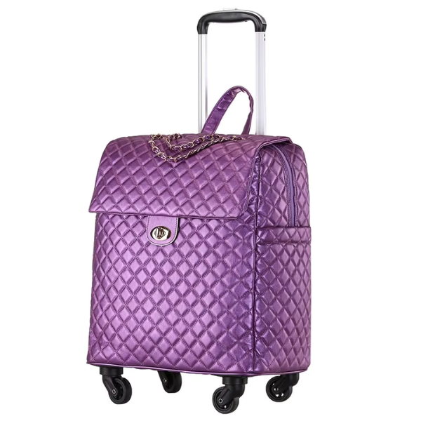 Luxury Quilted Carry On Luggage W/ Wheels