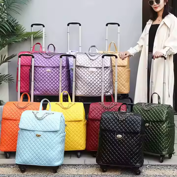 Luxury Quilted Carry On Luggage W/ Wheels