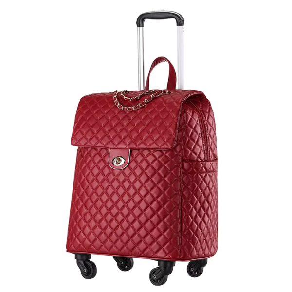 Luxury Quilted Carry On Luggage W/ Wheels